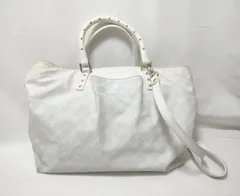 【229779】GHERARDINI ゲラルディーニ  訳あり品！　トートーバッグ　ショルダー　2WAY　総柄　ロゴ　イタリア製 ホワイト