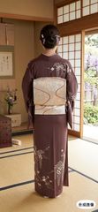 逸品＊着物帯セット】ほおずきの付下げ 単衣 紬 紗の袋帯 正絹 - メルカリ