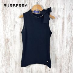 美品 バーバリー リボン ノースリーブ ニット ノバチェック ホース刺繍