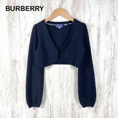 BURBERRY BLUE LABEL バーバリーブルーレーベル ホースロゴ刺繡 コットンニット ロングスリーブ ショート クロップドカーディガン ネイビー レディース 長袖 ボレロ