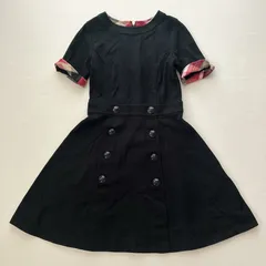 BLUE LABEL CRESTBRIDGE 半袖 Aラインワンピース 36 チェック ブラック