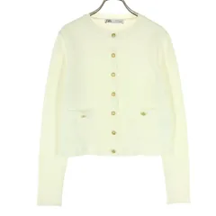 ZARA ザラ 長袖 ニットカーディガン M ホワイト レディース 古着