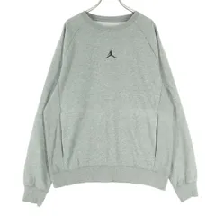 美品 JORDAN ジョーダン ワンポイントロゴ 長袖 トレーナー L グレー スウェット メンズ 古着