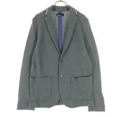 美品 FRED PERRY フレッドペリー ワンポイントロゴ 長袖 テーラードジャケット M グレー メンズ 古着