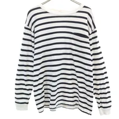 nico and… BASIC ニコアンドベーシック ボーダー柄 長袖 Tシャツ M ホワイト ロンT レディース 古着
