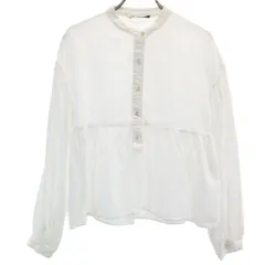 ZARA ザラ 長袖 バンドカラーシャツ XS ホワイト プルオーバー レディース 古着
