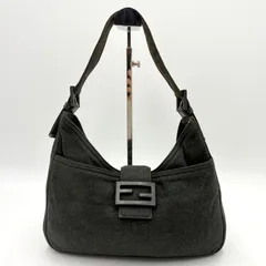 FENDI フェンディ コットンジャージー マンマバケット FF金具 ワンショルダーバッグ グレー