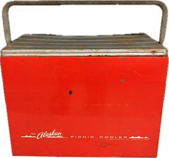 50-60s The Alaskan Picnic Cooler Red Metal