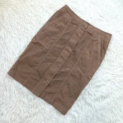美品 BURBERRY バーバリー ロンドン フロントファスナー＆ボタン スカート サイズ36 S ブラウン スリット 三陽商会