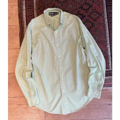 ビンテージ【ラルフローレン】POLO ralph lauren クラシックフィット 黄緑チェック ボタンダウン【コットンシャツ】【US 14 1/2】DG2518-7