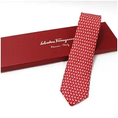 サルバトーレフェラガモ 未使用 シルク ネクタイ ライオン柄 中古 Sランク Salvatore Ferragamo メンズ ビジネス タグ付き 箱付きのサムネイル
