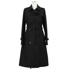 SALE【極美品】Aquascutum アクアスキュータム トレンチコート サイズ 6 レディース ロゴ ボタン コットン/ポリ ベルテッド ライナー脱着可 ライナー/ベルト付属 アウター ブラック 黒 日本製のサムネイル