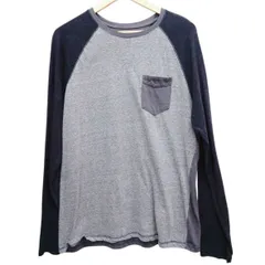 Levi's リーバイス 長袖 ラグラン Tシャツ メンズ M相当 グレー ブラック 胸ポケット付き ロンT クルーネック バイカラー カジュアル 古着 トップス シンプル 定番 春秋 人気 美品 おしゃれ 着回し抜群 通勤 通学 普段使い 人気モデル
