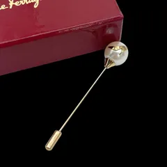Salvatore Ferragamo サルヴァトーレ・フェラガモ ピンブローチ アクセサリー ヒールモチーフ フェイクパール ホワイト ゴールド イタリア製 箱付きのサムネイル