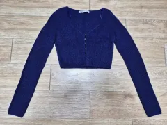 ザラ ネイビー クロップド カーディガン s