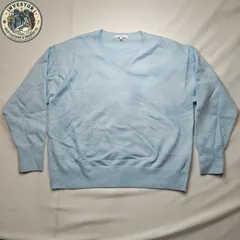 【美品】GLOBAL WORK Vネックニット M ライトブルー 洗える 春ニット