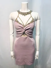 2691 AR Angel R エンジェルアール キャバクラ ドレス ホルターネック タイト ミニ 伸縮性 ビジュー ストーン キラキラ シースルー キャバドレス S