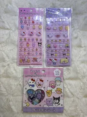 ※期間限定値下げ中【3点セット】チェゴシム　サンリオキャラクターズ　タイルシール（ピンク、パープル）、クリスタルシール