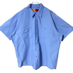 CHM RED KAP 半袖ワークシャツ ブルー 無地 ポリコットン 開襟 企業系 作業着 シンプル オーバーサイズ メンズ レディース ユニセックス 古着