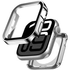 アップルウォッチ 防水 ケース Series10/9/8/7/6/5/4/Se/Se2 対応 カバー 46mm/42mm/44mm/40mm/45mm/41mm 2 in Watch 1 前後の保護 PC+ガラス素材 Apple 3D直角 高透過率 耐衝撃 F