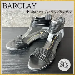 【未使用に近い】S718 大手百貨店取扱い BARCLAY Vita Nova バークレー ヴィータノーヴァ ストラップ レザー サンダル フラットサンダル 黒ブラック24.5cm (2万円)のサムネイル