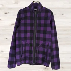 B2089 ユニクロ UNIQLO ブルゾン ジャンパー アウター(M) 羽織 フリース バッファローチェック バイカラー ジップアップ  スタンドカラー カジュアル アウトドア