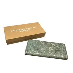 キャサリンハムネット 長財布 総柄 デザイン レザー ラウンドジップ ウォレット ブルー KATHARINE HAMNNET【AFI15】のサムネイル