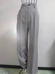 green label relaxing  グレーのチェック柄ワイドパンツ、サイズ34