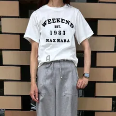 【2026春夏物モデル】MAXMARA WEEKEND TENUE テーヌエ コットン フロッキープリント Tシャツ ロゴ レディース 006 ホワイトのサムネイル