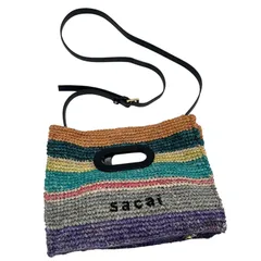 美品 sacai サカイ ラフィアニューショッパー ショルダーバッグ 2way ハンドバッグ ロゴ マルチカラー レディース 箱 保存袋付きのサムネイル