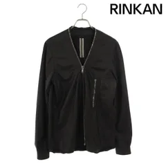 リックオウエンス  21AW  RU02A5288-LP ノーカラーレザーラリー長袖シャツ メンズ 46