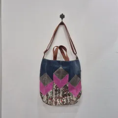 デニム ショルダートートバッグ (キーホルダー含む)