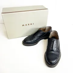 MARNI マルニ キャップトゥ オックスフォード シューズ レザー 黒 ブラック ブーツ ローファー レディース Ks4-19のサムネイル