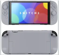 PlayVital Nintendo Switch 2（2025）対応ハードカバー 保護ケース 付けたままドックに対応 折りたたみ式スタンド＆親指グリップ付き–【グレー】