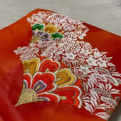 専用帯8307 ○高級 正絹 本場筑前博多織 松葉仕立て 名古屋帯 胡蝶蘭
