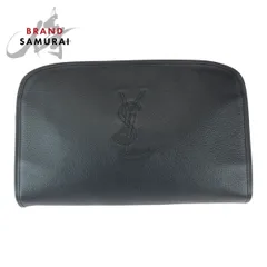 美品 YVES SAINT LAURENT イヴ サンローラン ヴィンテージ YSL ブラック 黒 ゴールド金具 レザー セカンドバッグ 600013【中古】