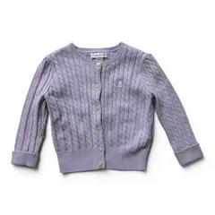   Ralph Lauren ラルフローレン カーディガン ケーブルニット ラベンダー ポニー 女の子 24M【B114】