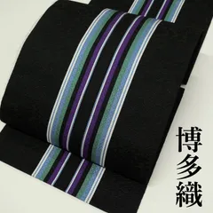 【新品・お仕立て上がり】｜本場筑前博多織 ｜八寸名古屋帯｜未使用｜唐草地紋 献上柄｜黒地｜キリッと引き締める大人の装い