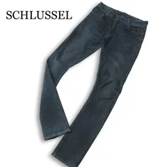 SCHLUSSEL シュリセル 通年★ ストレッチ ウォッシュ加工 ロゴ刺繍 スリム デニム パンツ ジーンズ Sz.2 メンズのサムネイル