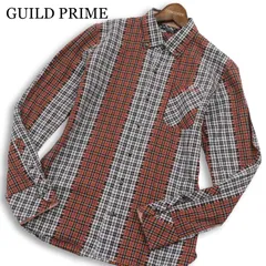 GUILD PRIME ギルドプライム 通年★ 長袖 切替 チェック柄 ボタンダウン シャツ 日本製 Sz.2 メンズのサムネイル