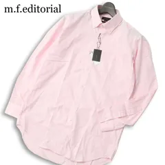 【新品 未使用】 m.f.editorial タカキュー 通年★ 長袖 形態安定 ヘリンボーン ボタンダウン シャツ Sz.L メンズ ピンクのサムネイル