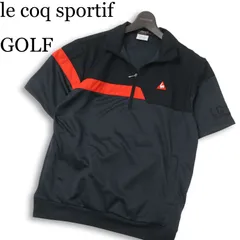 le coq sportif GOLF ルコック スポルティフ ゴルフ 春夏★ 半袖 ハーフジップ ロゴ刺繍 切替 シャツ Sz.L メンズ