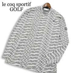le coq sportif GOLF ルコック ゴルフ 通年★ 長袖 英字 総柄 ロゴ刺繍 モックネック シャツ Sz.L メンズ グレー