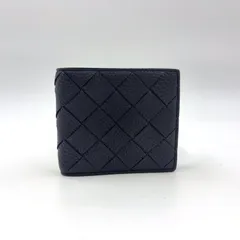 BOTTEGA VENETA イントレチャート 二つ折り レザー ネイビー 財布