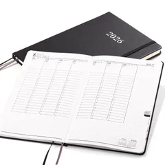 【新着商品】日記帳 プランナー システム手帳 時間 2026年 A5 管理 スケジュール帳 ノート 週間 ウィークリー ゴムバンド付き 1月始まり ブラック 2026 手帳 weekly Kesote