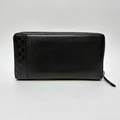 4138 GUCCI グッチ 長財布 ブラック レザー シマレザー ラウンドファスナー