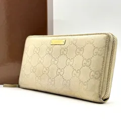 GUCCI Guccissima Zip Around Long Wallet GG Leather Gold Hardware 12 Card Beige