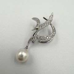 Pt900 アベリ ダイヤモンド 0.68ct 淡水真珠 トップ ブローチ - メルカリ