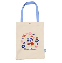 【トートバッグ】クレヨンしんちゃん 刺繍カラートートバッグ フラワー ベージュ