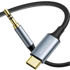 【新着商品】C to 3.5mm Type AUX ケーブル USB 1m 変換 オーディオアダプタ NOSTALSIC 高耐久ナイロン編み iPhone17/16/15/iPad/Android/車載スピーカーなどに対応